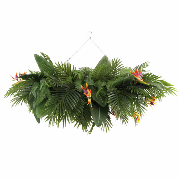 Premium Artificial Hanging Plant Arrangement With Tropical Flowers 100cm X 30cm Mesh + Foliage - image 14