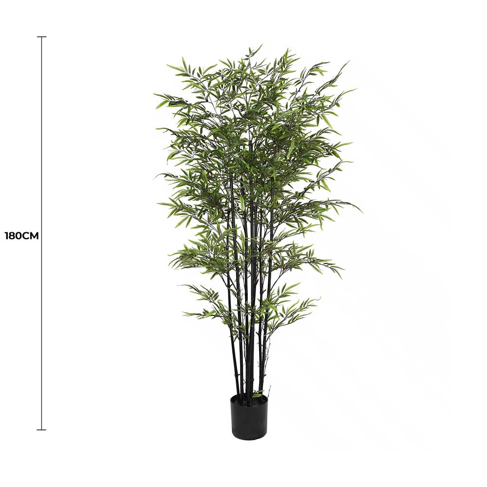 Artificial bamboo plant with a height measurement of 180cm on a white background