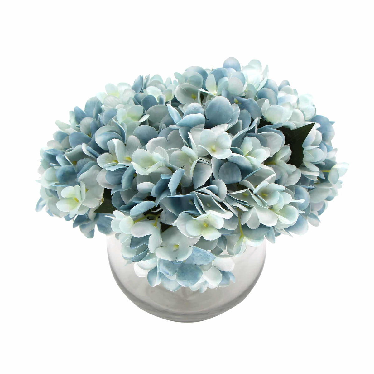 Premium Faux Hydrangea With Glass Vase (Artificial Flowering Blue Hydrangea) 23cm — gallery image