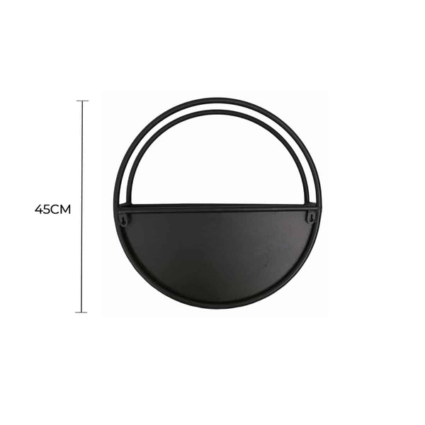 Premium Floating Half Moon / Semi Circle Metal Wall Planter | Onyx Black 45cm — detail view