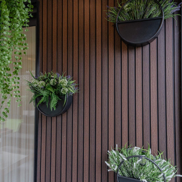 Premium Floating Half Moon / Semi Circle Metal Wall Planter | Onyx Black 45cm - image 12