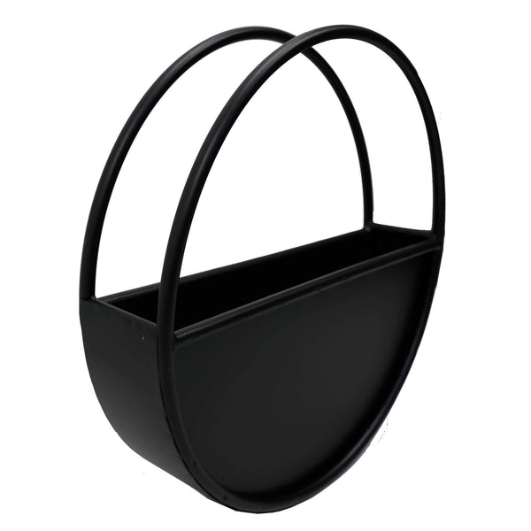 Premium Floating Half Moon / Semi Circle Metal Wall Planter | Onyx Black 45cm - image 4
