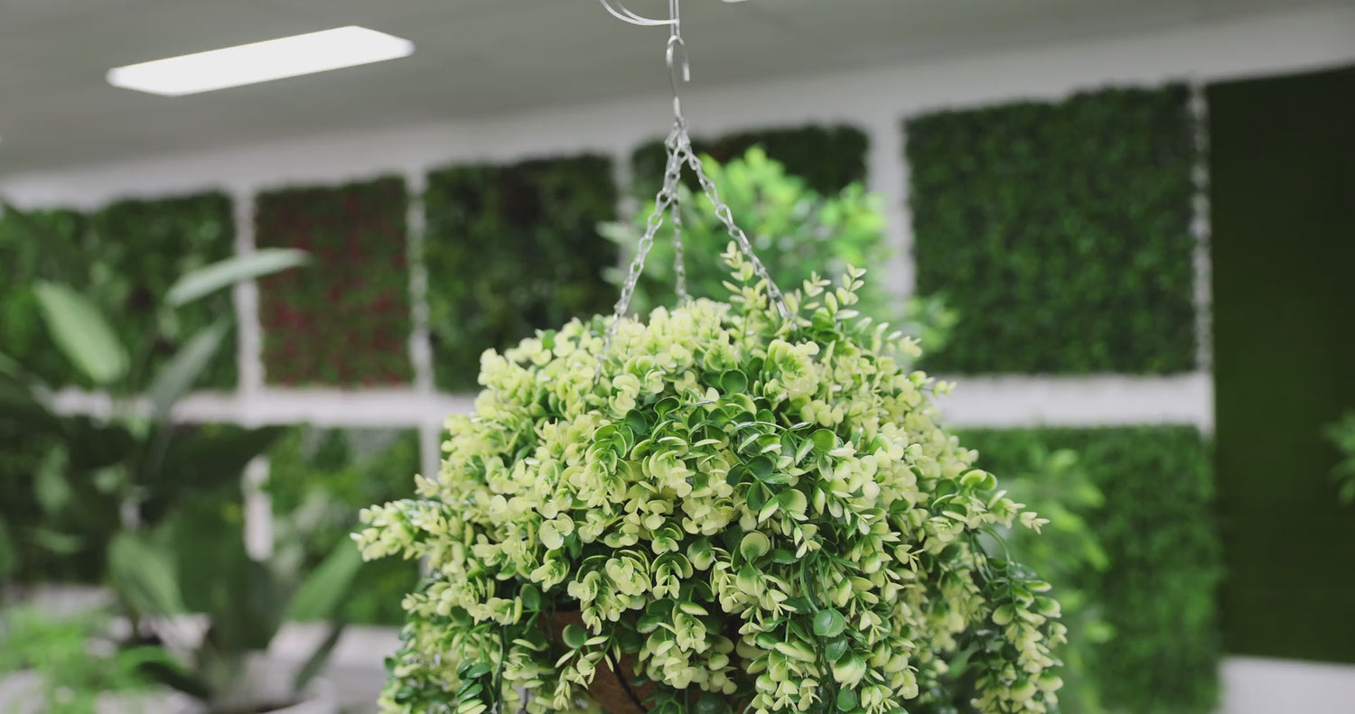 Artificial Spring Evergreen Hanging Basket UV Resistant 43cm
