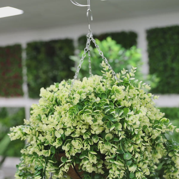 Artificial Spring Evergreen Hanging Basket UV Resistant 43cm - video 2