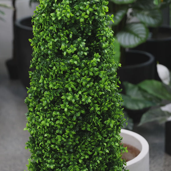 Artificial Boxwood Tree 120cm - UV Resistant Bright Green Buxus - video 3