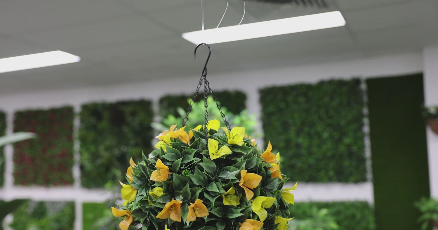 Artificial Hanging Basket Orange and Yellow Bouganvillea 30cm x 80cm Long UV Resistant