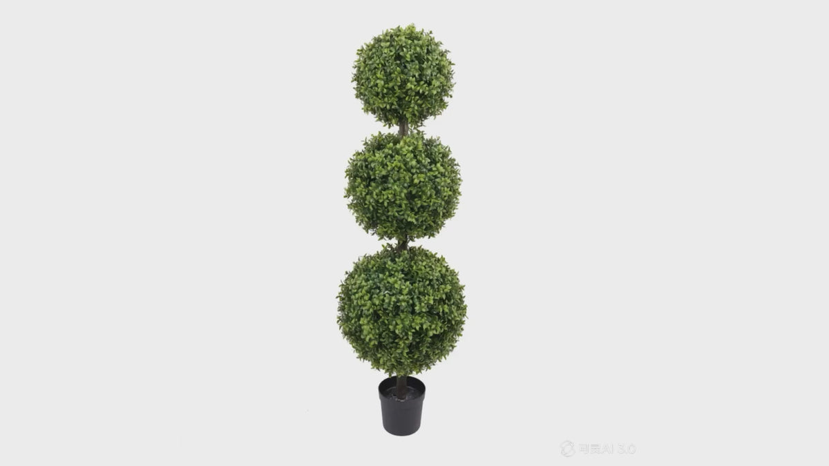 artificial three ball topiary tree 128cm - rotating product video