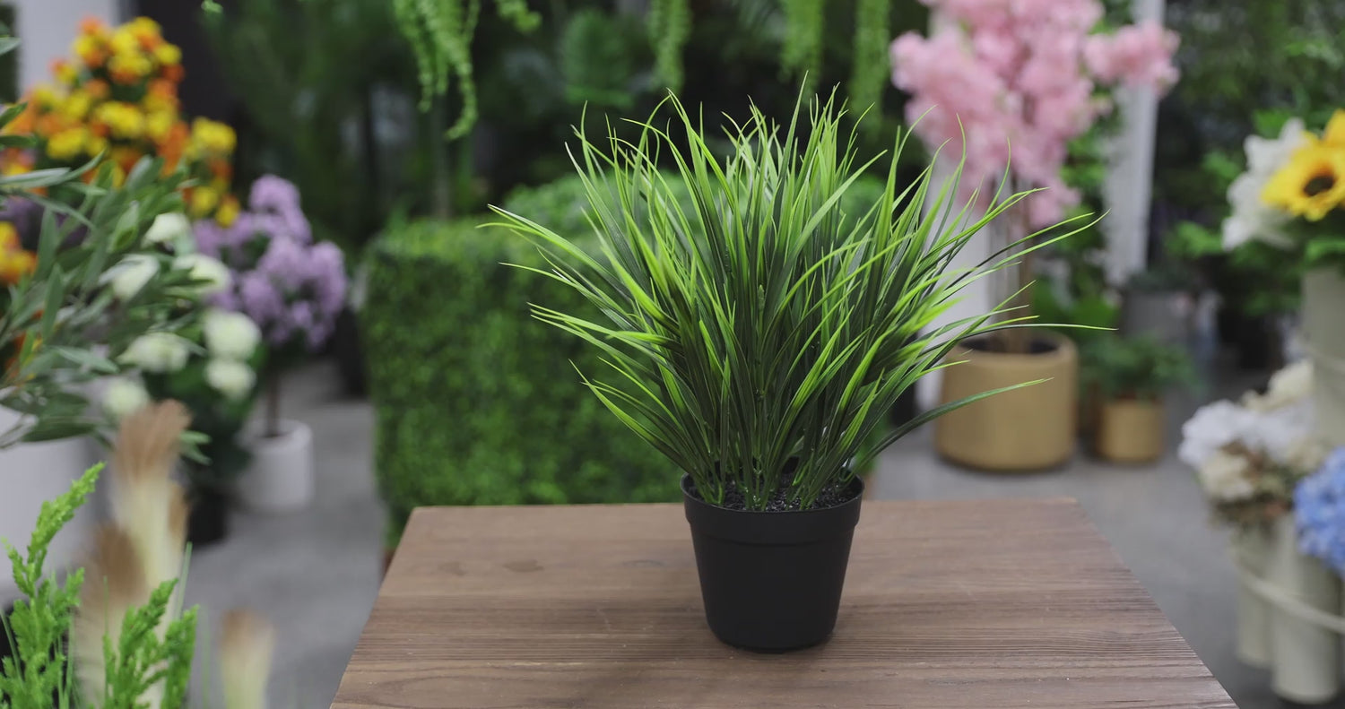 Potted Artificial Grass Plant Dense Green Grass UV Resistant 38cm