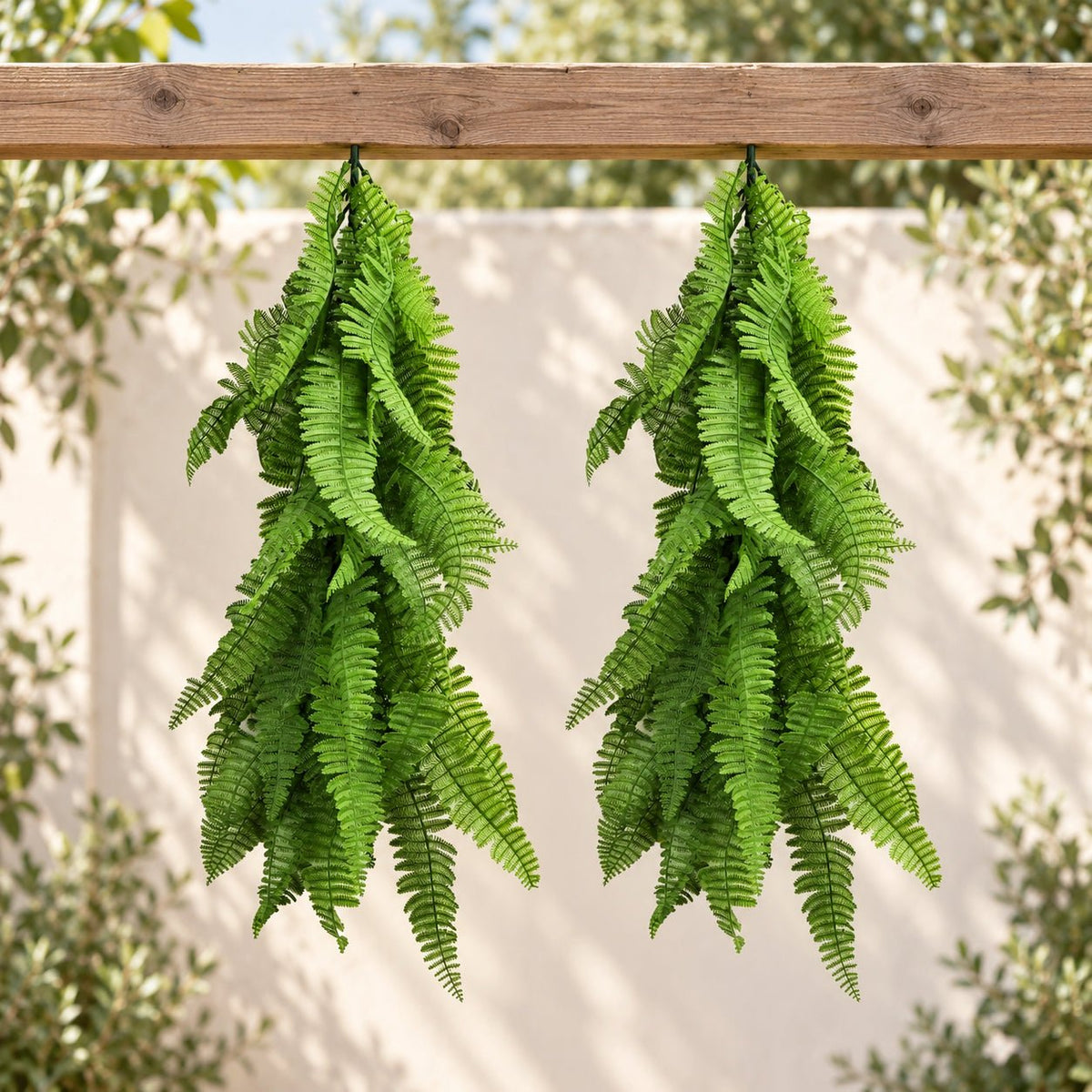 PureLush Bright Green Fern Bush – Outdoor-Friendly 55cm - Designer Vertical Gardens artificial hanging ferns hanging garland