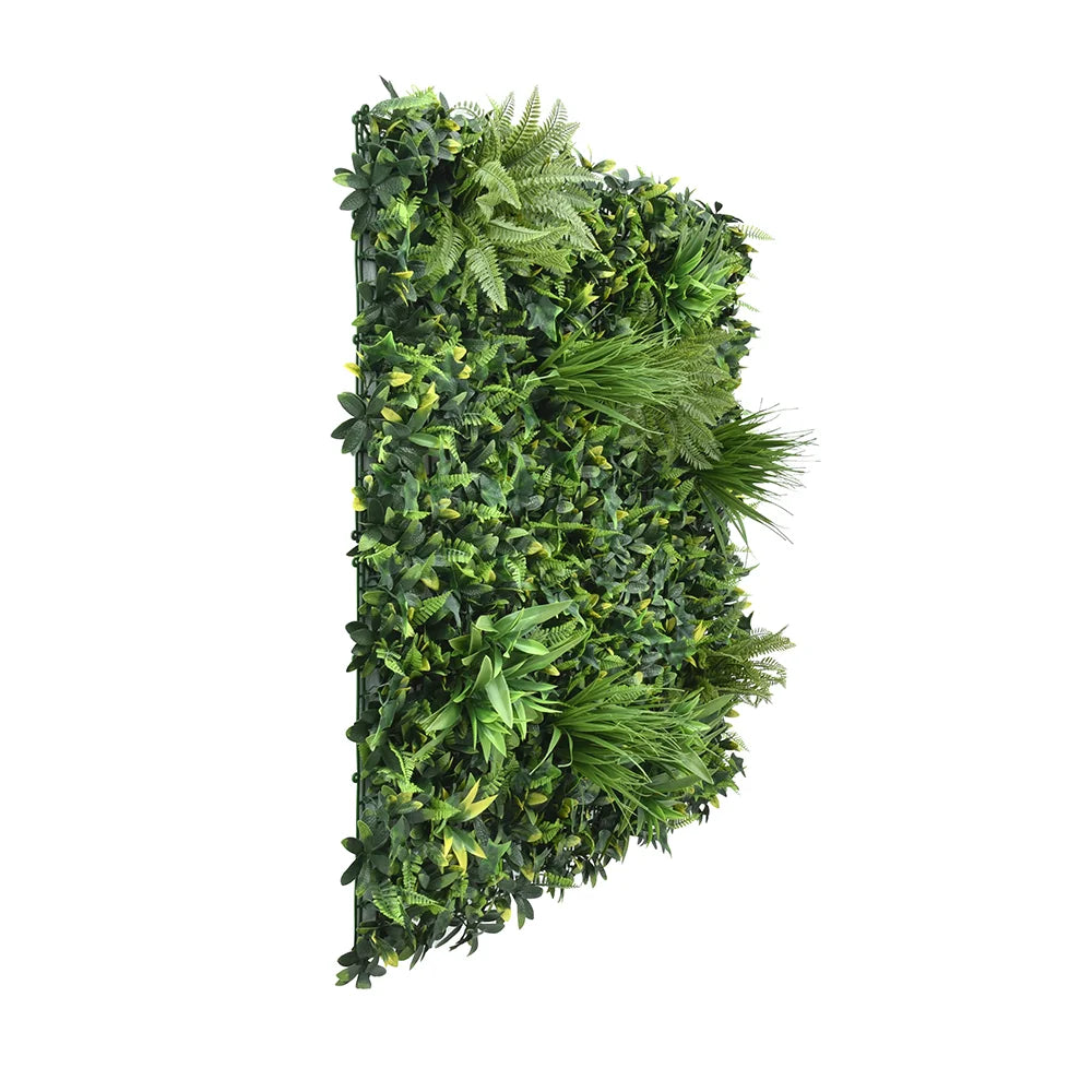 Rainforest Reverie artificial green wall panel 1m x 1m, side