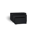 Two black rectangular planter boxes on a white background