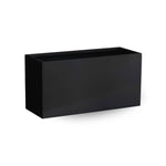 Black rectangular planter box on a white background