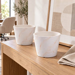 Red & White Imitation Marble Pot 25cm - Designer Vertical Gardens Pots