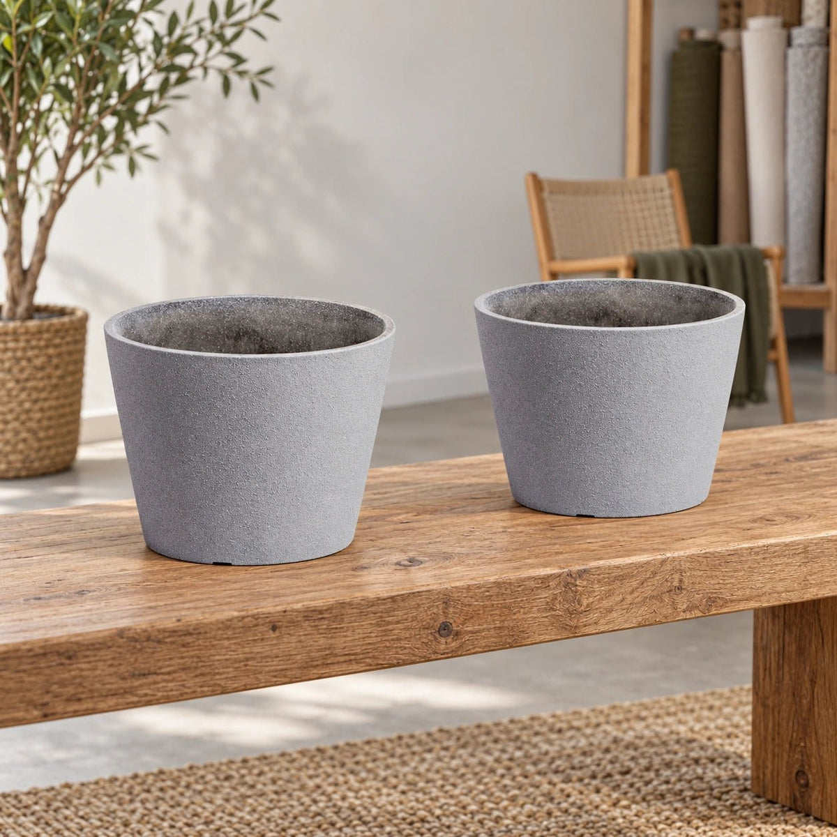 Rendered Grey Planter Pot 25cm - Designer Vertical Gardens Pots