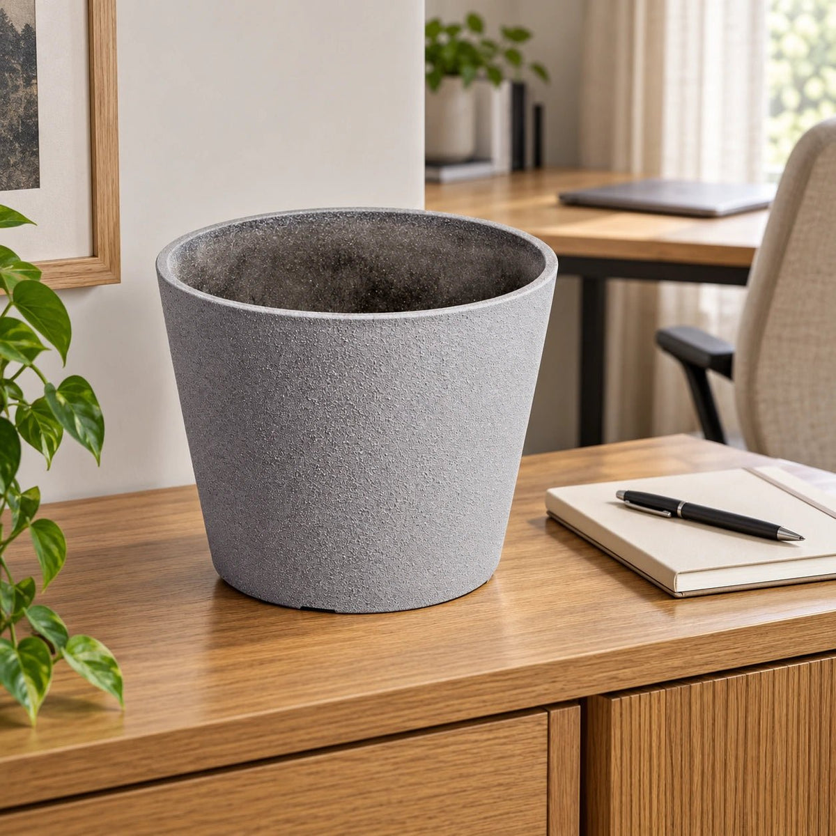 Rendered Grey Planter Pot 25cm - Designer Vertical Gardens Pots