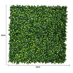 Square piece of artificial greenery with dimensions indicated