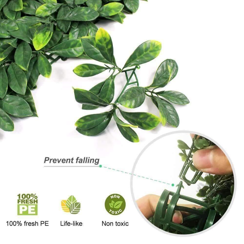 Sample - Lemon Leaf Artificial Hedge Panel (25cm x 25cm) - Designer Vertical Gardens artificial garden wall plants artificial green wall australia