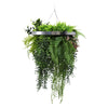 Silver Artificial Hanging Plant Disc Chandelier with Trailing Foliage — 40cm UV Resistant
