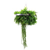 Silver Artificial Hanging Plant Disc Chandelier with Lifelike Trailing Foliage — 40cm UV Resistant