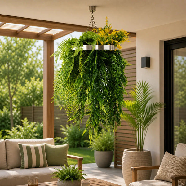 Silver Framed Roof Hanging Disc with Tropical Foliage — gallery image 5