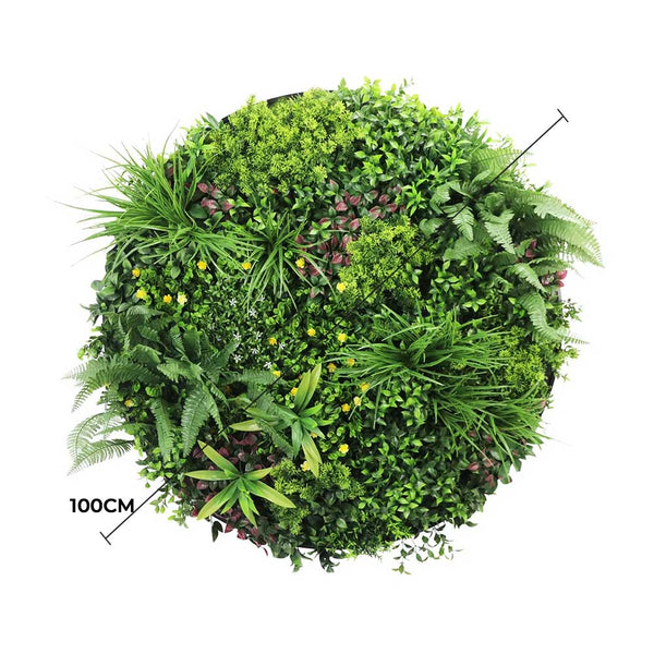 Slimline Artificial Green Wall Disc Art 100cm Country Fern UV Resistant (Black) — gallery image 3