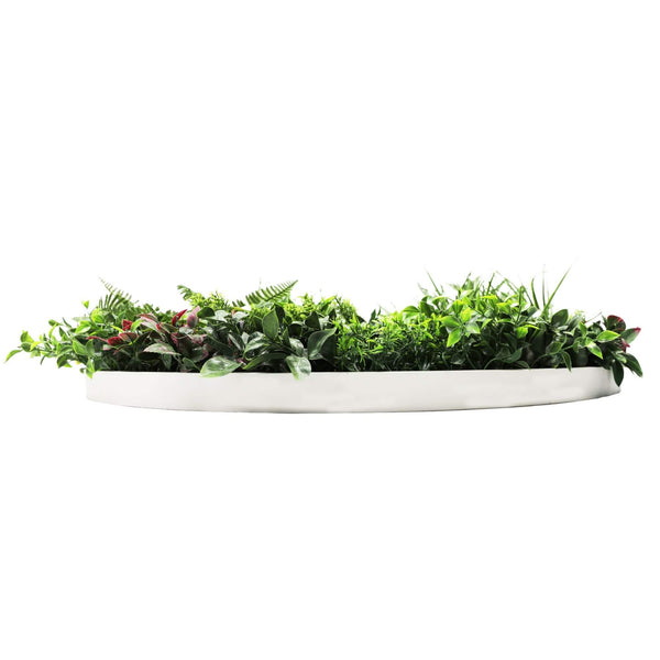Slimline Artificial Green Wall Disc Art 100cm Country Fern UV Resistant (White) — gallery image 5