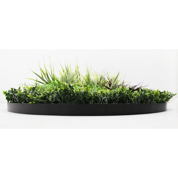 Slimline Artificial Green Wall Disc Art 100cm Grassy Fern UV Resistant (Black) — gallery image 3
