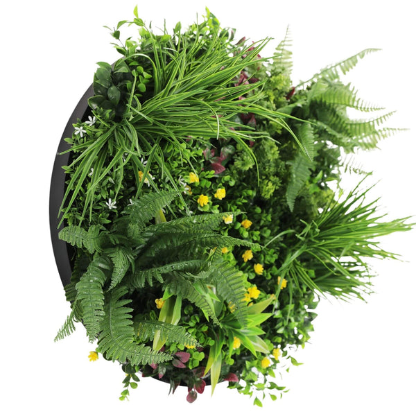 Slimline Artificial Green Wall Disc Art 60cm Country Fern UV Resistant (Black) — gallery image 4