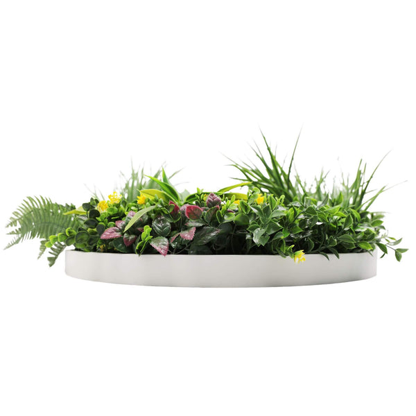 Slimline Artificial Green Wall Disc Art 60cm Country Fern UV Resistant (White) — gallery image 5