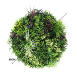 Artificial green wreath with dimensions on a white background