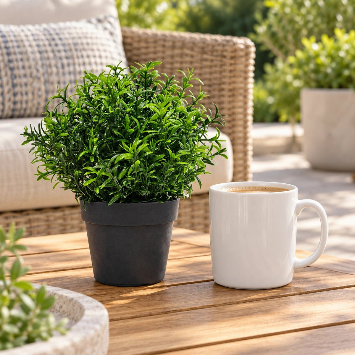 Small Potted Artificial Bright Rosemary Herb Plant UV Resistant 20cm - Designer Vertical Gardens artificial shrubs Artificial Shrubs and Small plants