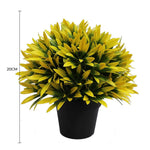 Artificial potted plant with yellow leaves and black pot on a white background