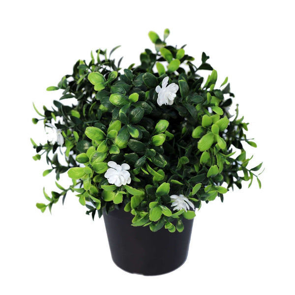 Small Potted Artificial Flowering Boxwood Plant UV Resistant 20cm — gallery image 3