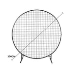 Circular grid structure with dimensions on a white background