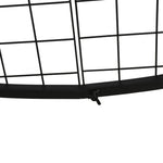 Black metal grid shelf on a white background