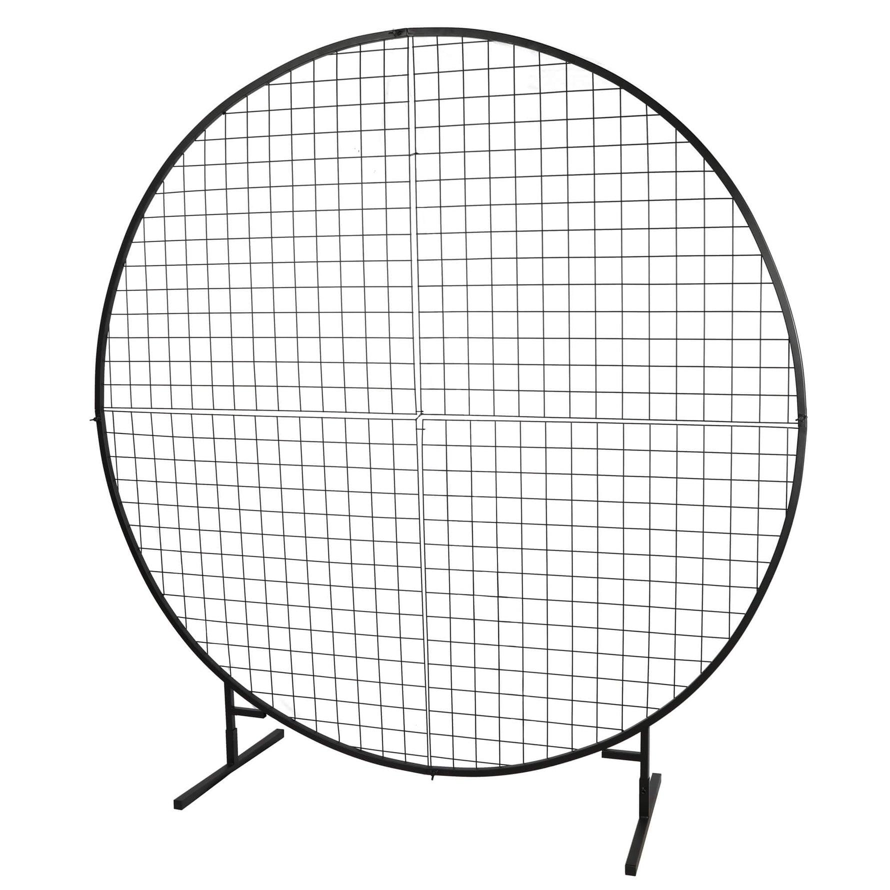 Round grid screen with stand on a white background