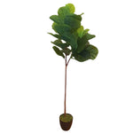 Artificial potted plant with green leaves on a white background
