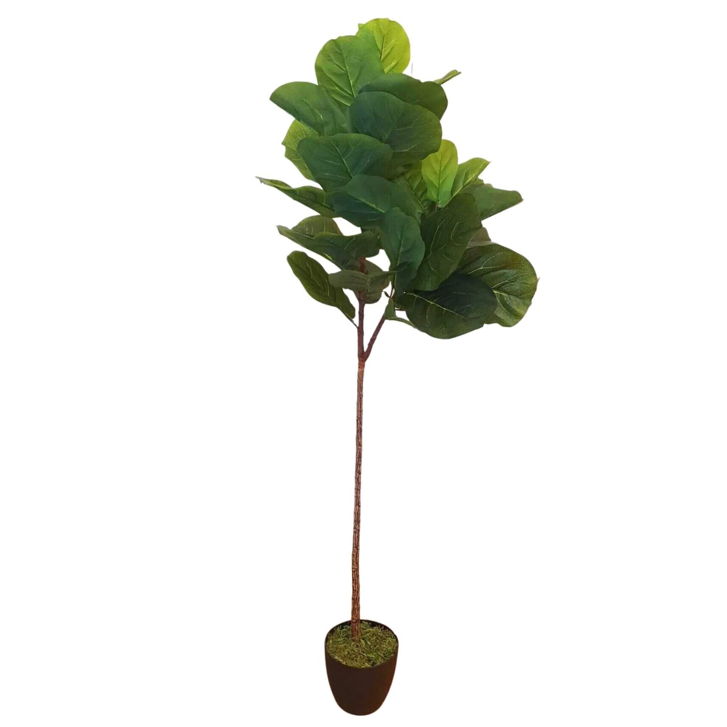Artificial potted plant with green leaves on a white background