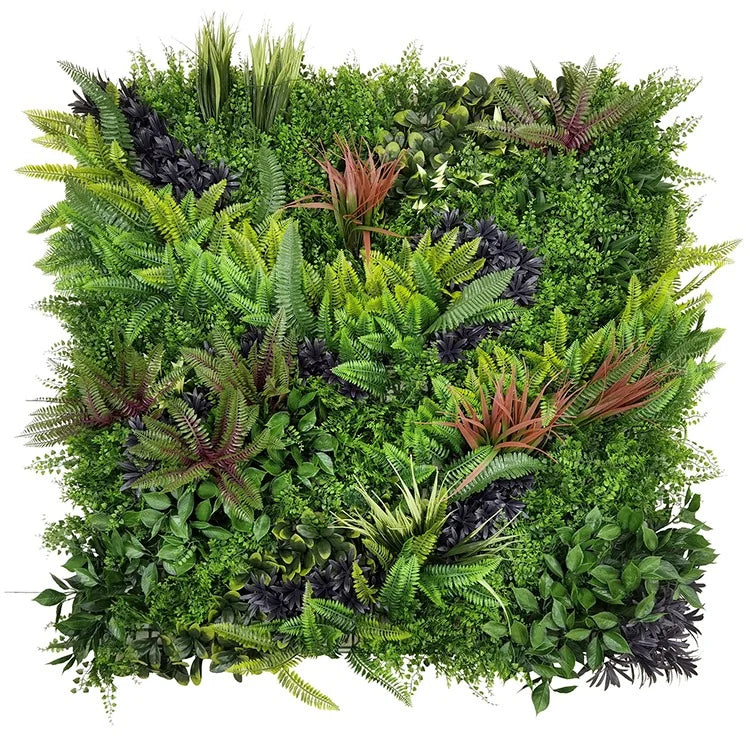 Tropical Hideaway artificial green wall panel 1m x 1m, front