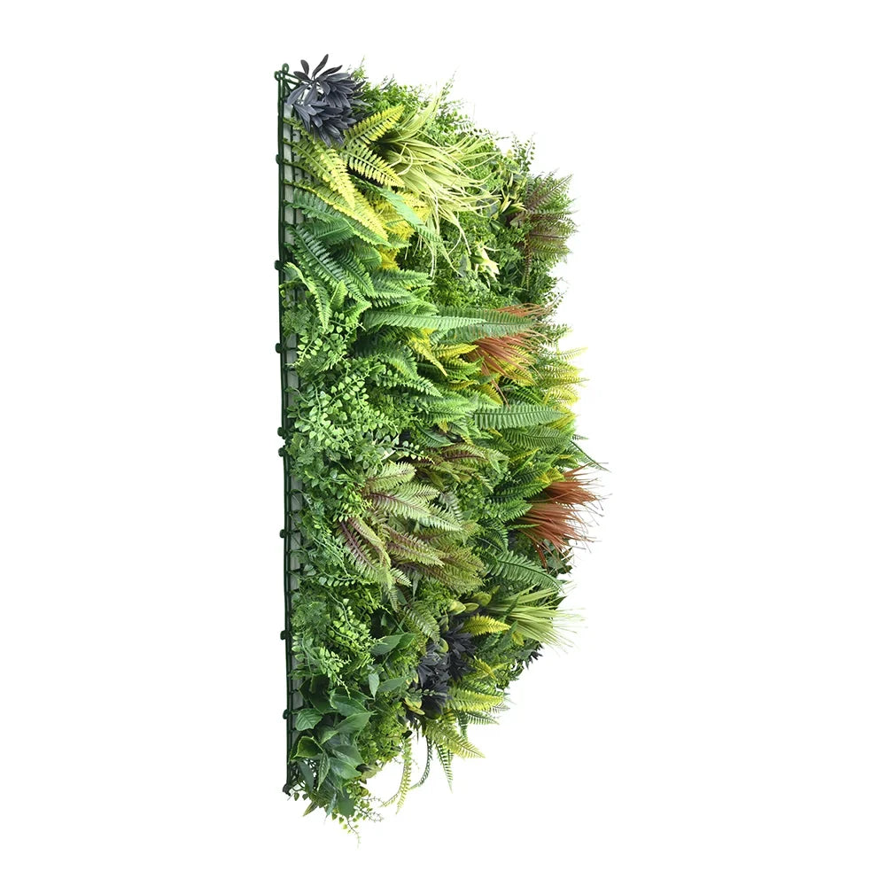 Tropical Hideaway artificial green wall panel 1m x 1m, side
