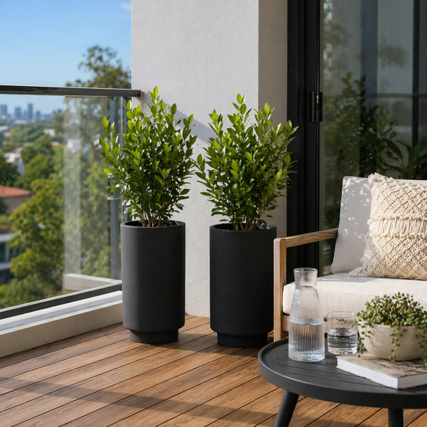 Luxury Cylinder Planter 40cm | Matt Black & White | Premium Pot Range — gallery image 10