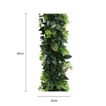 Artificial green leaf garland with dimensions on a white background