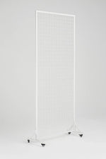White metal grid screen on a white background