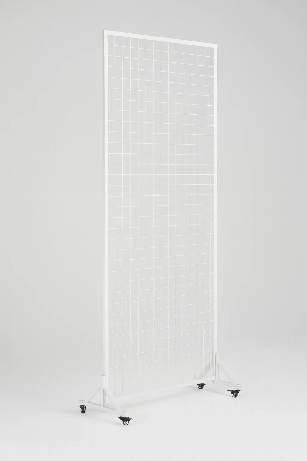 White metal grid screen on a white background