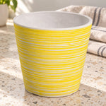 Yellow and White Engraved Pot 14cm - Designer Vertical Gardens Pots
