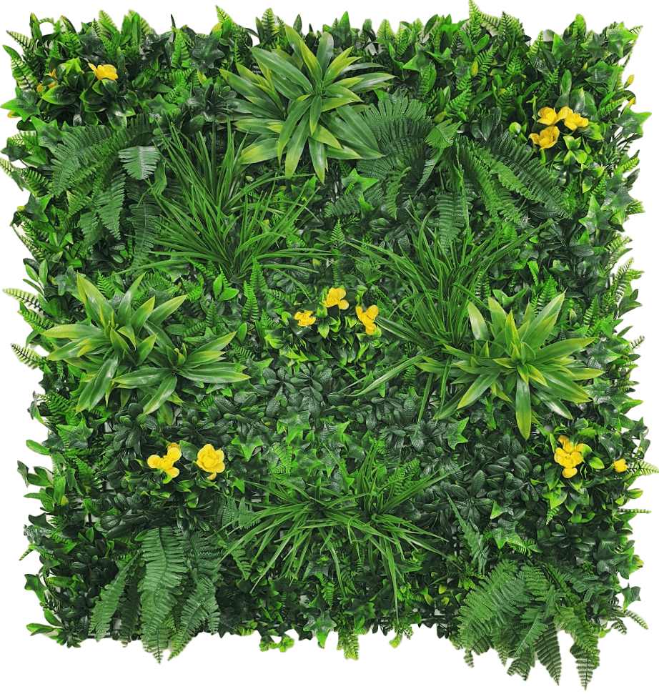 Yellow Rose Artificial Vertical Garden / Fake Green Wall UV Resistant Sample - Designer Vertical Gardens artificial garden wall plants artificial green wall sydney