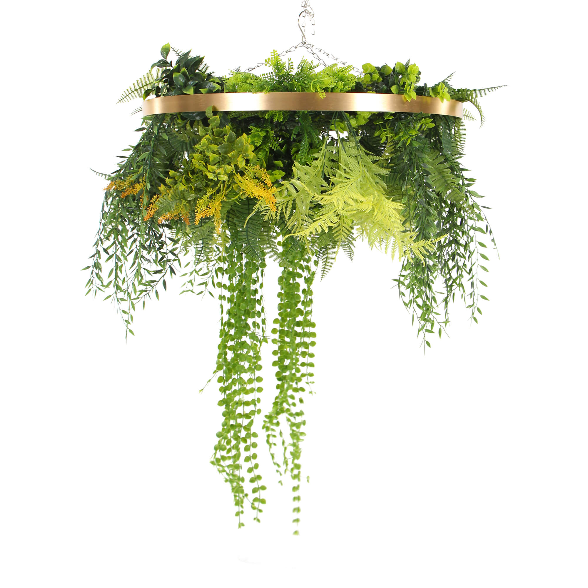 Imitation Gold Artificial Hanging Green Wall Disc 60cm (Limited Range)