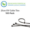 25cm UV Cable ties (wire, mesh or surfaces with holes) - 100 Pack