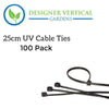 25cm UV Cable ties (wire, mesh or surfaces with holes) - 100 Pack - Designer Vertical Gardens artificial green wall sydney artificial vertical garden melbourne