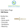 5mm x 25mm Nylon Plug (Masonry Surfaces) – 100 Pieces